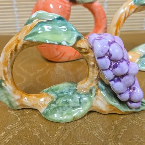 Colorful Ceramic Napkin Rings Set - Picture 2 of 11